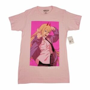 Chainsaw Man Power Graphic Tee Pink Anime Shirt S/M NWT Forever 21 Crunchyroll